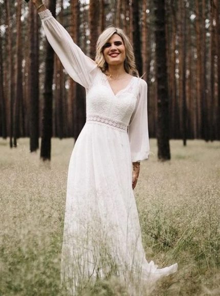 Chiffon A-line Wedding Dress Bridal Dress