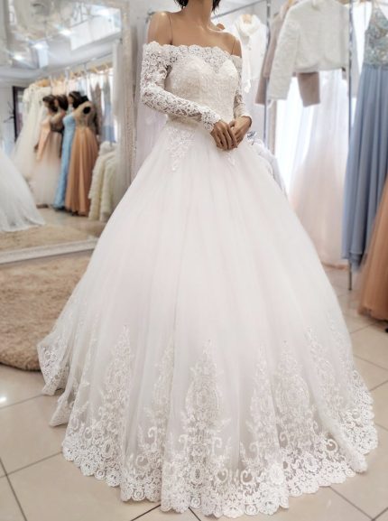 Princess A-line Wedding Gown with Off-The-Shoulder Neckline