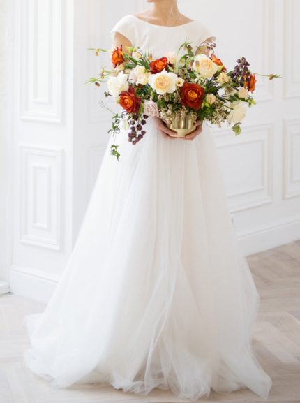 Simple A-line Wedding Dress with Lace Embellishments and Sweep Train