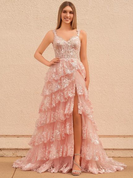 A-Line Lace Wedding Dress with Sweetheart Neckline Prom Dress