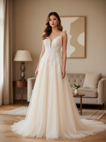 Exquisite A-Line Tulle Gown with Delicate Applique