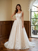 Romantic A-Line Tulle Gown with Delicate Applique - Image 2