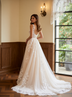 Romantic A-Line Tulle Gown with Delicate Applique - Image 3