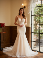 Exquisite Trumpet Mermaid Tulle Gown with Romantic Lace