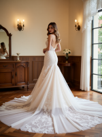 Exquisite Trumpet Mermaid Tulle Gown with Romantic Lace - Image 2