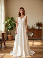 Graceful V-Neck Chiffon Gown Flattering Ruched Waist
