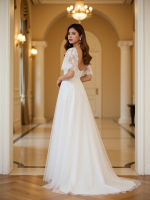 Romantic A-Line Tulle Wedding Dress Exquisite Lace Tulle Gown - Image 2