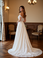 Modern Princess Bridal Gown Romantic Short Sleeves - Image 2