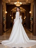 Graceful V-Neck Satin Chiffon Gown Timeless Ruched Detail - Image 2