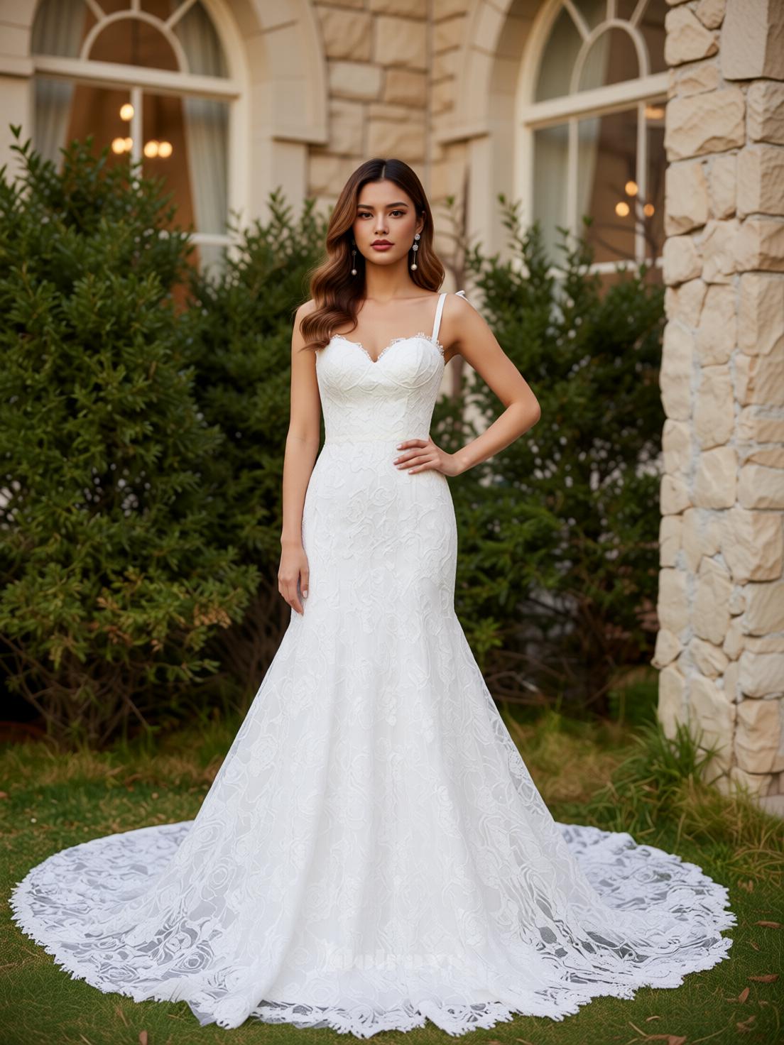 3962360301.png Stunning Sleeveless Princess Gown Romantic A-Line Lace Wedding Dress - Image 1