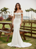 Elegant Sheath Stretch Crepe Wedding Dress