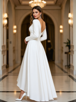 A-Line Princess Stretch Crepe Wedding Dress - Image 3