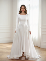 A-Line Princess Stretch Crepe Wedding Dress