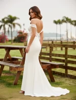 Elegant Sheath Stretch Crepe Wedding Dress - Image 2