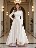 A-Line Princess Stretch Crepe Wedding Dress - Image 4