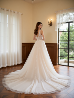 Luxurious Sleeveless Tulle Bridal Dress Ethereal A-Line Tulle Wedding - Image 3