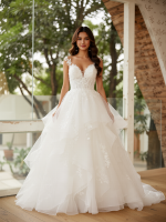 Romantic Ball Gown Tulle Wedding Dress Grand V-Neck Tulle Bridal Dress - Image 3